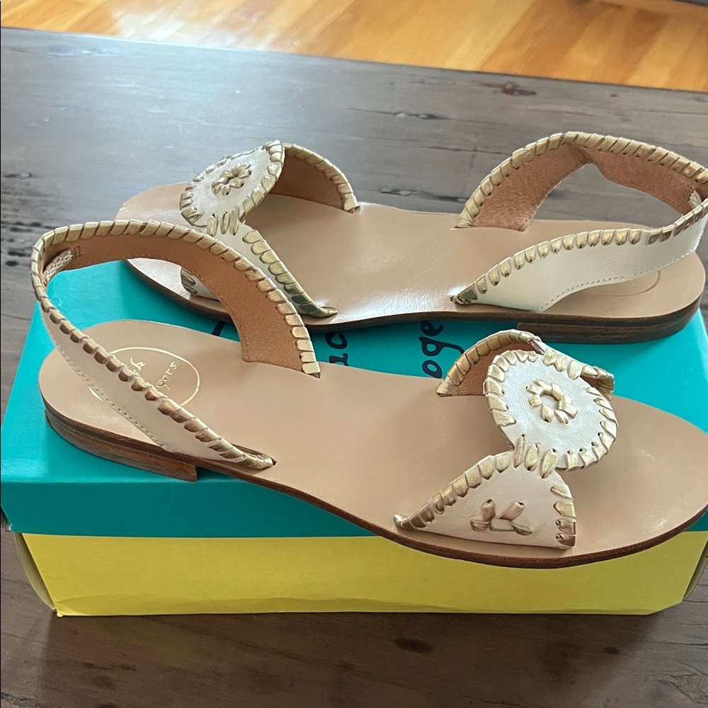 Jack Rogers Cream and Tan Sandals